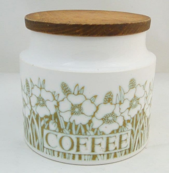Hornsea Pottery Fleur (Green) Storage Jars Small ''Coffee''