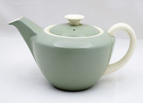Poole Pottery Celadon Streamline Tea Pots, White Handles