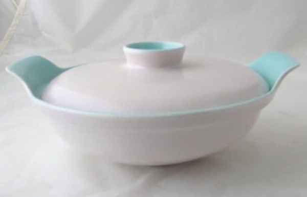 Poole Pottery Ice Green and Mushroom Lidded Serving Dish