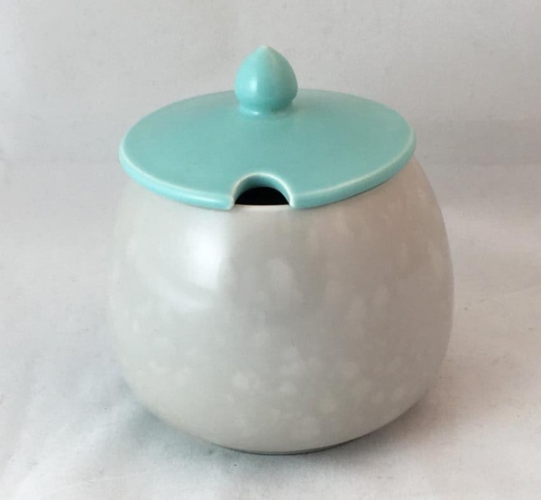 Poole Pottery Ice Green and Seagull Rounded Style Lidded Jam Pot