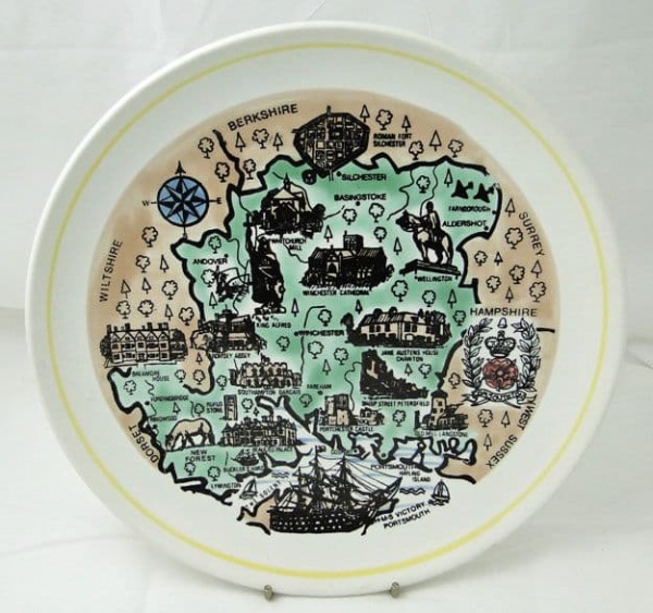 Poole Pottery Map  Plate, Hampshire