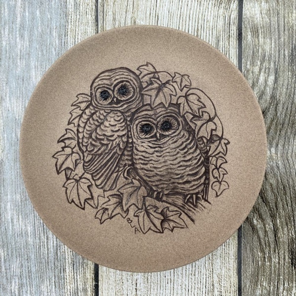 Poole Pottery Stoneware Plates (5''/Small) - Pair of Owls