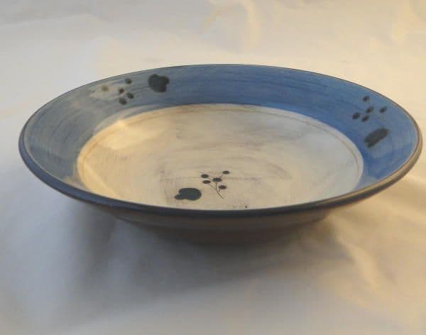 Poole Pottery Terracotta Blue Rimmed Pasta Bowls