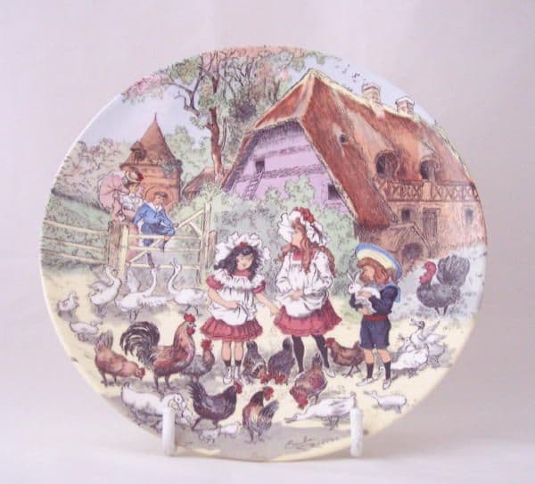 Poole Pottery Transfer Plate, Children Playing in Famyard