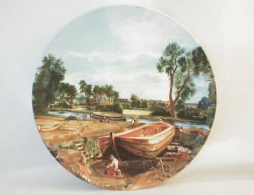 Poole Pottery Transfer Plate, Constable's ''Boatbuilding Near Flatford Mill