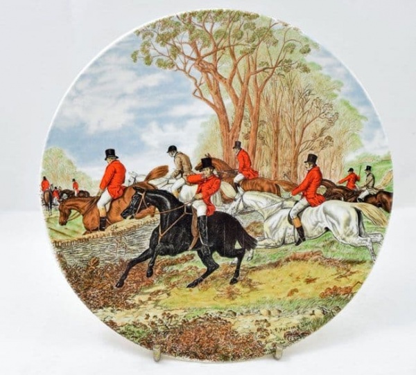 Poole Pottery Transfer Plate, Fox Hunting. Horse Refusing to Jump