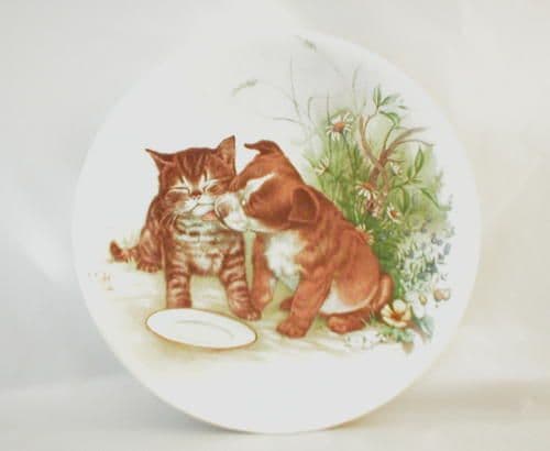 Poole Pottery Transfer Plate, Puppy and Kitten