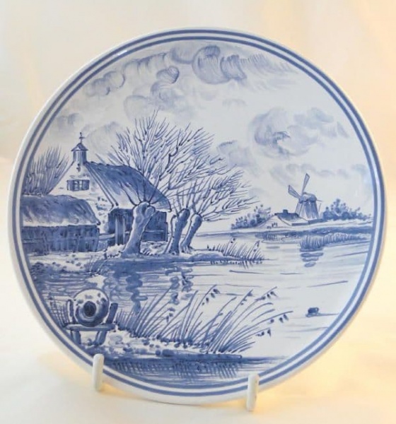 Poole Pottery Transfer Plate, Riverside Blue (4)