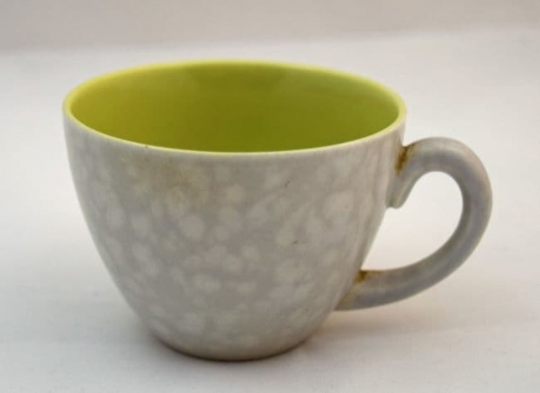 Poole Pottery Twintone Lime Yellow and Seagull (C103) Demi Tasse Coffee Cups