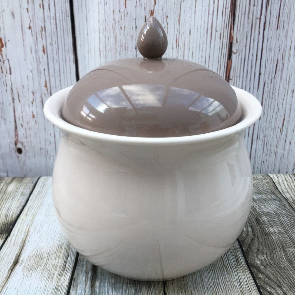 Poole Pottery Twintone Mushroom and Sepia Biscuit Storage Jar (Glossy)