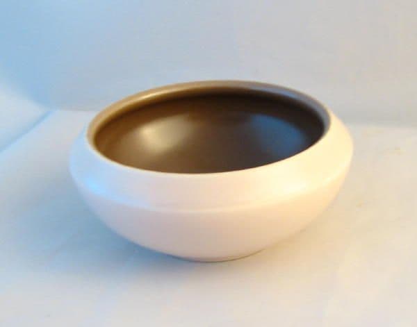 Poole Pottery Twintone Mushroom and Sepia (C54) Open Salt Bowls