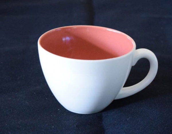 Poole Pottery, Twintone, Red Indian and Magnolia (C95) Demi Tasse Coffee Cups, Second Quality.
