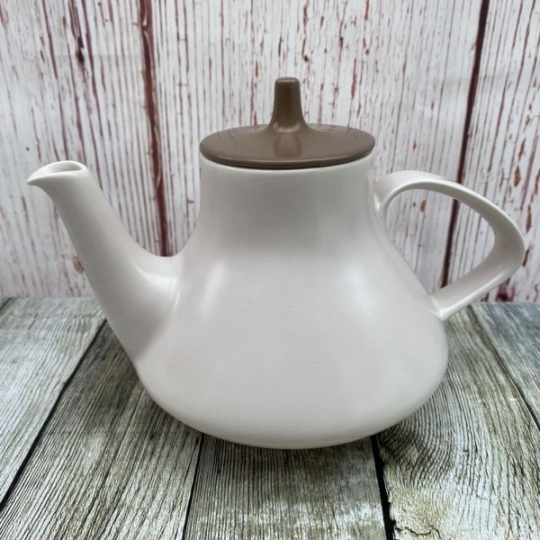 Poole Twintone - Mushroom & Sepia (C54) Teapot, 1.75 Pints (Contour)