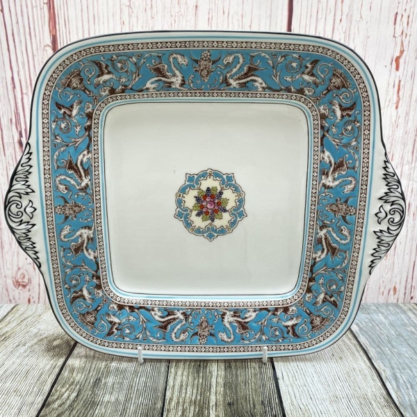 Wedgwood Turquoise Florentine Eared Square Cake Plate