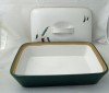 Denby Pottery Greenwheat Rectangular Lidded Vegetable Serving Dishes