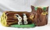 Hornsea Pottery Fauna, Two Rabbits By Tree Trunk