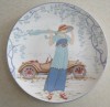 Poole Pottery Transfer Plate, Lady With Car (161)