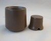 Poole Pottery Twintone Mushroom and Sepia (C54) Lidded Mustard Pots