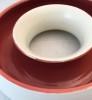 Poole Pottery, Twintone, Red Indian and Magnolia (C95) Circular Posy Trough, Manufacturing Flaws