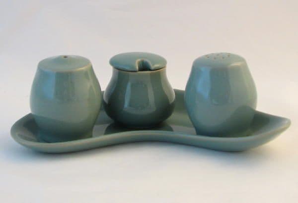 Denby Pottery Manor Green Cruet Set on Stand