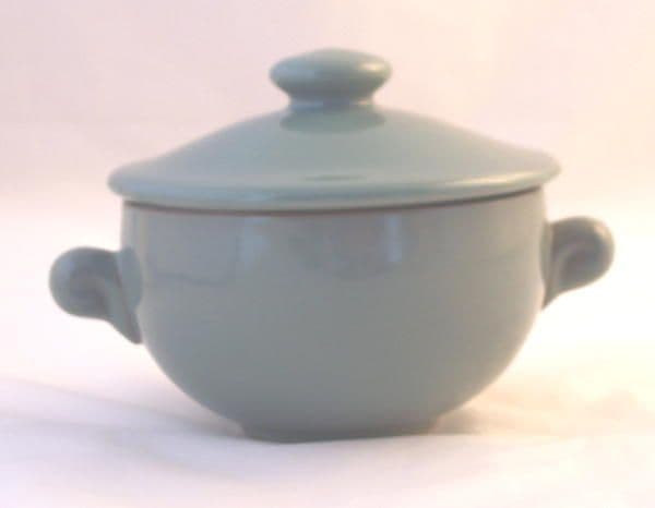 Denby Pottery Manor Green Lidded Lug Handled Soup Bowls