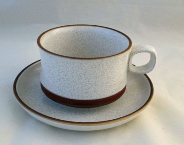 Denby Pottery Potters Wheel Wide Style Breakfast Cups and Saucers