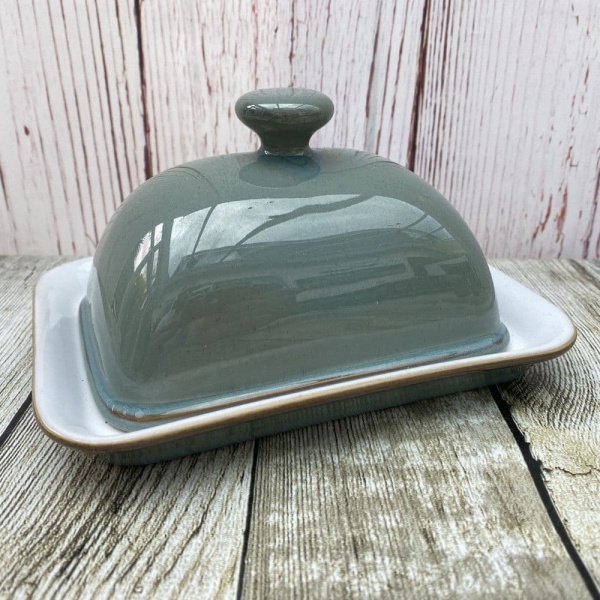 Denby Regency Green Lidded Butter Dish (Dome Shape with Knob)