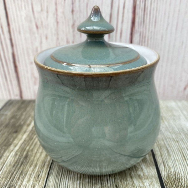 Denby Regency Green Lidded Sugar Bowl (Flared Shape)