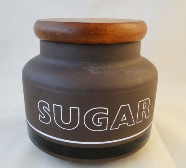 Hornsea Pottery Contrast Wooden Lidded Sugar Storage Jars
