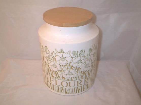 Hornsea Pottery Fleur (Green) Storage Jars Large ''Flour''