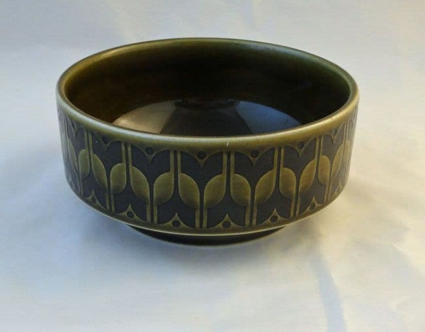 Hornsea Pottery Heirloom Lakeland Green Vertically Sided Soup/Dessert Bowls