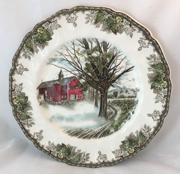 Johnson Bros Friendly Village Large Dinner Plates, Autumn Mist