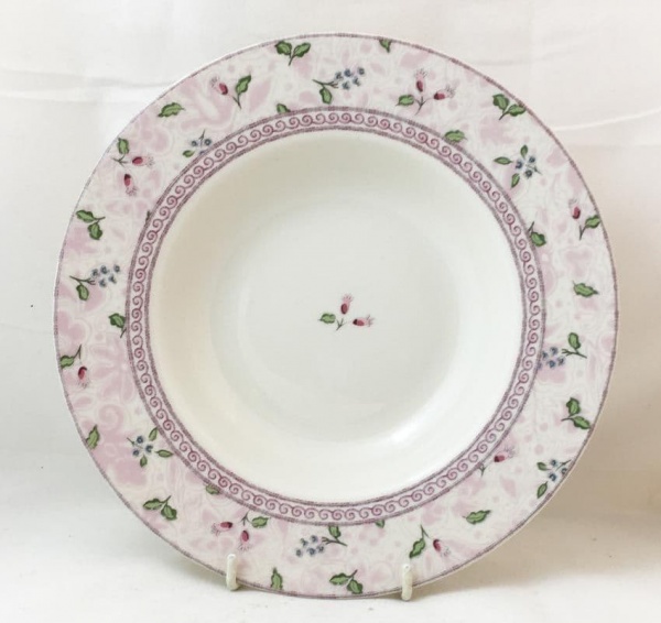 Johnson Brothers Rose Damask Rimmed Pasta or Soup Bowls