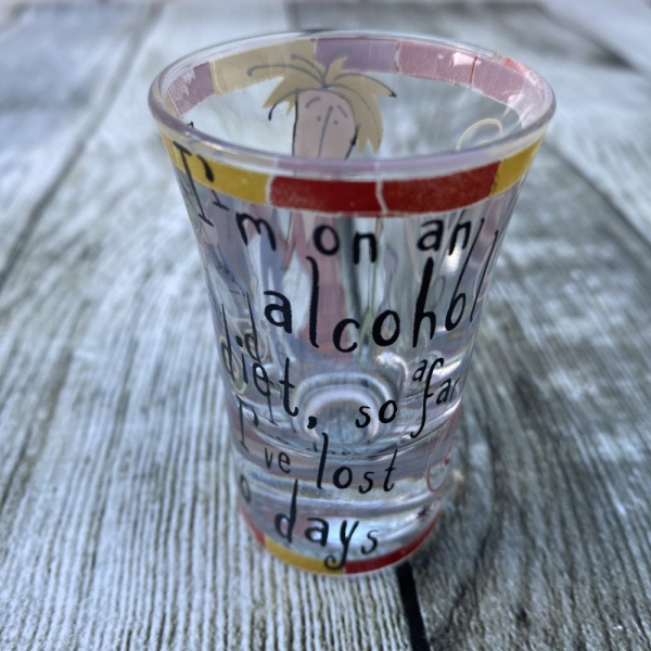 Johnson Brothers Born to Shop Shot Glass ''I'm on an alcohol diet...''