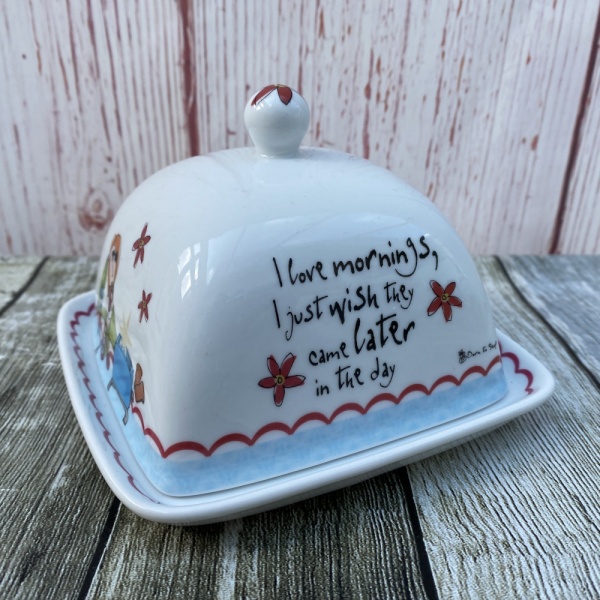Johnson Brothers Born to Shop Butter Dish, ''I love mornings...''