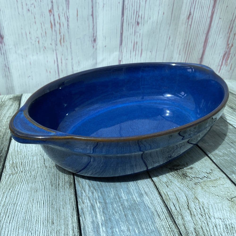 Denby Imperial Blue Oval Roasting Dish (Blue Interior)