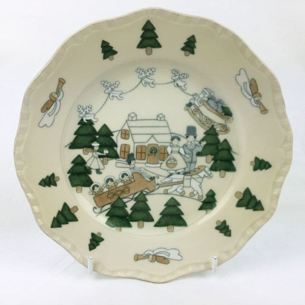 Mason's Christmas Village, White Version, Dessert Plates