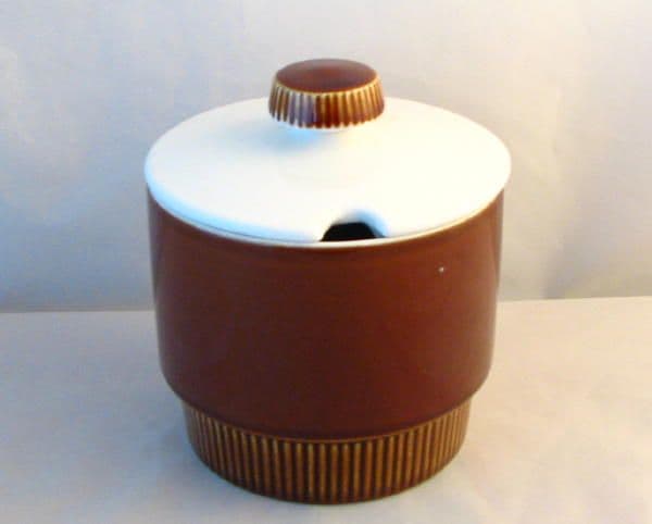 Poole Pottery Chestnut Lidded Jam/Sugar Bowls