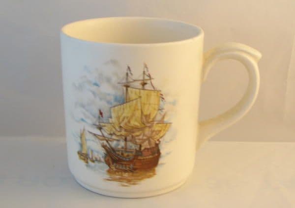 Poole Pottery Decorative Mug Depicting a Sailing Galleon