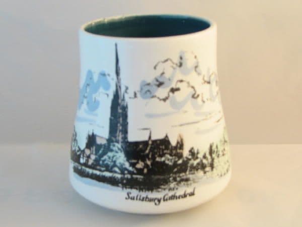 Poole Pottery Decorative Mug Depicting Salisbury Cathedral
