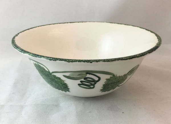 Poole Pottery Green Leaf Cereal/Soup Bowls