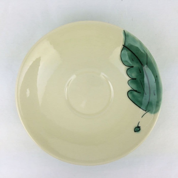 Poole Pottery Green Leaves Tea Cup Saucers
