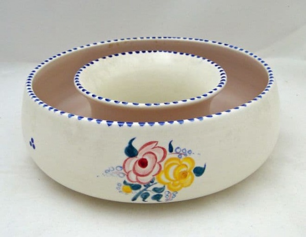 Poole Pottery Hand Painted Traditional Circular Posy Trough in the BF Pattern
