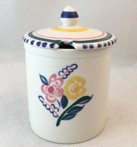 Poole Pottery Hand Painted Traditional Jam Pot in the ''KW'' Pattern
