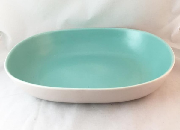 Poole Pottery Ice Green and Mushroom Large Open Serving Dish