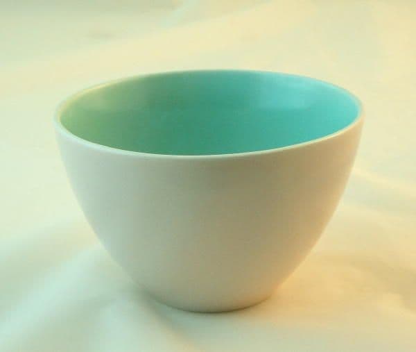 Poole Pottery Ice Green and Mushroom Open Sugar Bowls