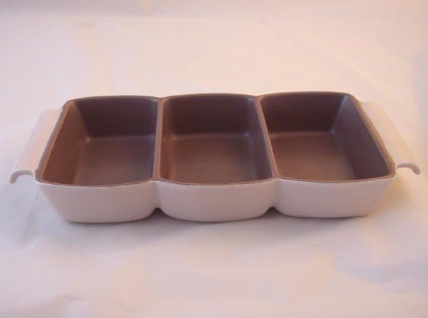 Poole Pottery Mushroom and Sepia C54) 3 Section Hors Douvres Dish