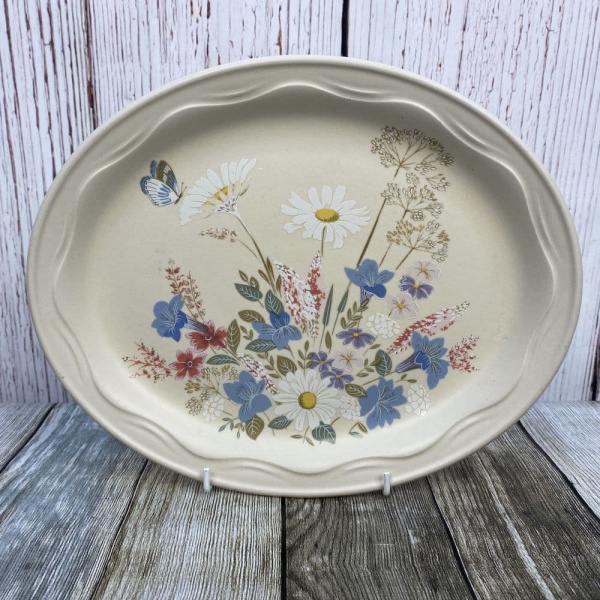 Poole Pottery Springtime Oval Serving Platter/Steak Plate, 11''