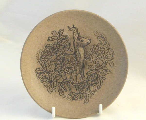 Poole Pottery Stoneware Plate, Deer in NewForest
