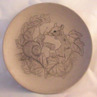 Poole Pottery Stoneware Plate, Mouse with Snail